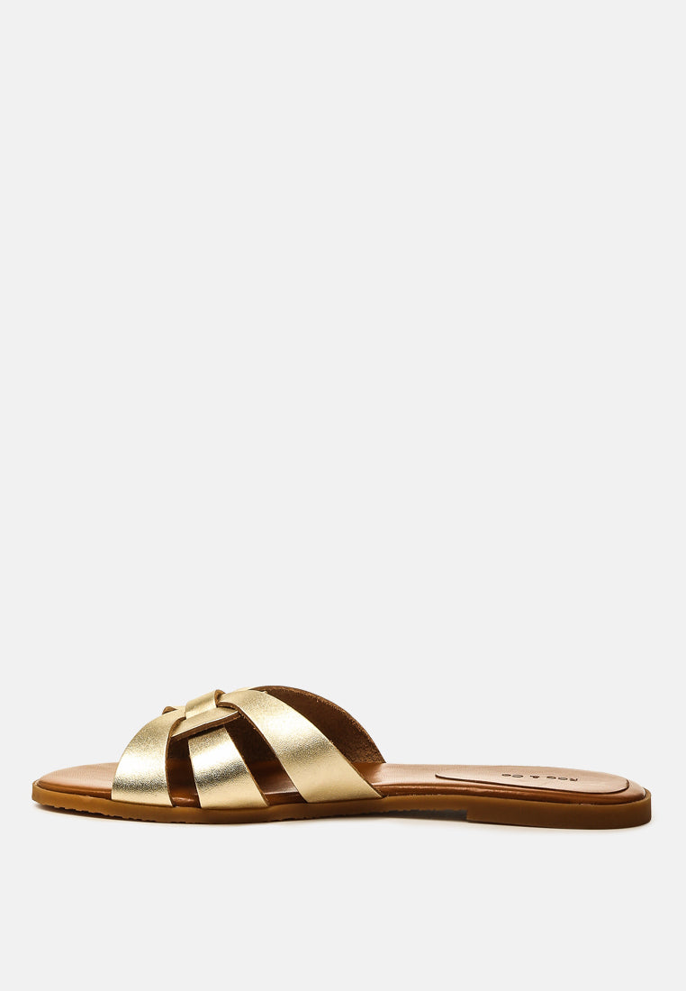 ARIS Gold Strappy Slip-on Sandal-gold