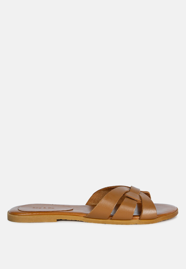 ARIS Tan Strappy Slip-on Sandal-Tan