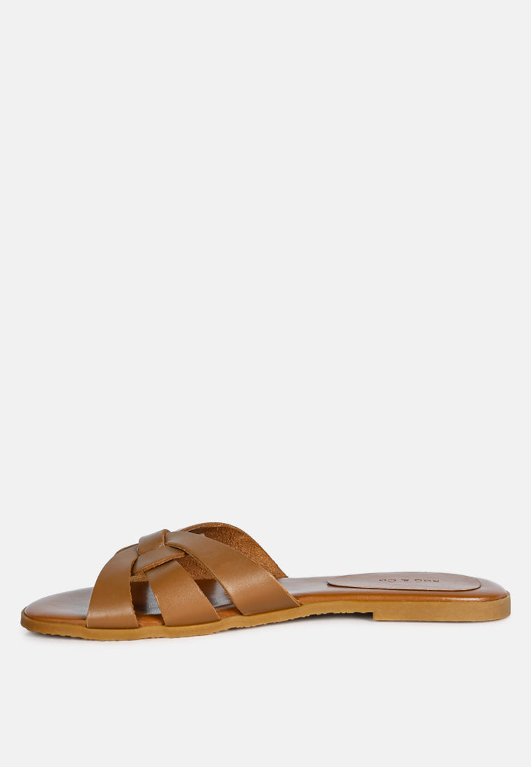 ARIS Tan Strappy Slip-on Sandal-Tan