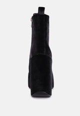 ashcan black high platform velvet ankle boots#color_black