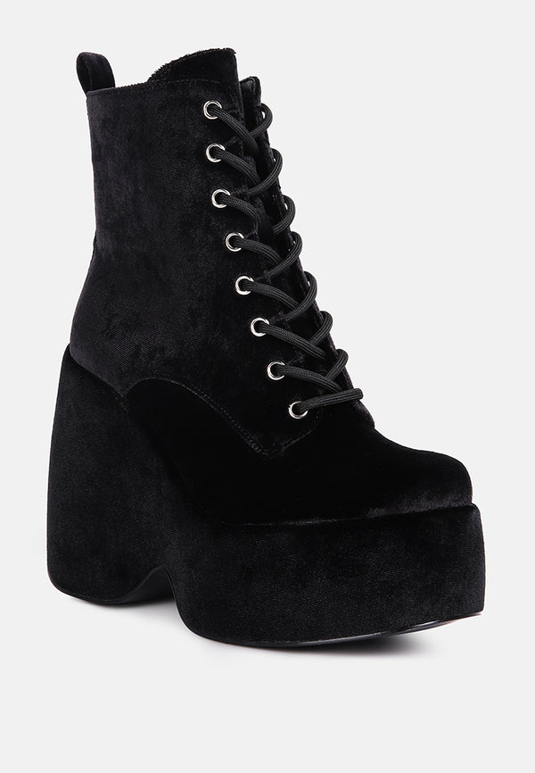 ashcan black high platform velvet ankle boots#color_black