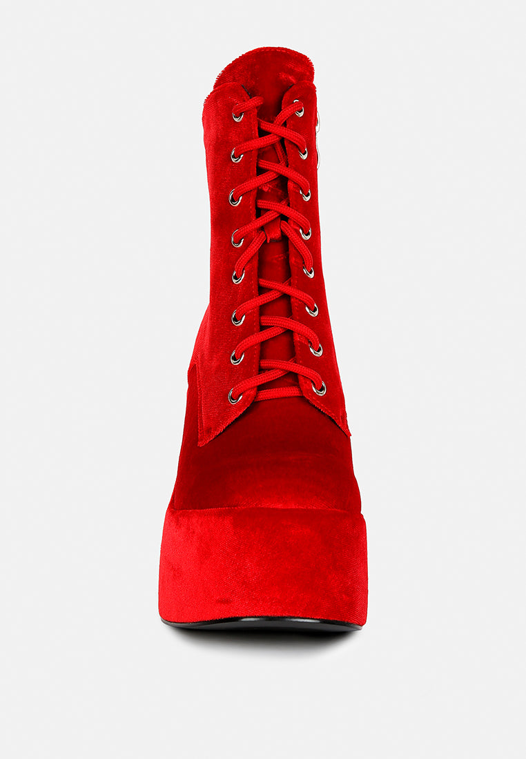 ashcan red high platform velvet ankle boots#color_red