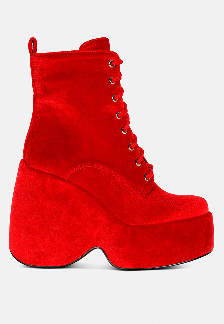 ashcan red high platform velvet ankle boots#color_red