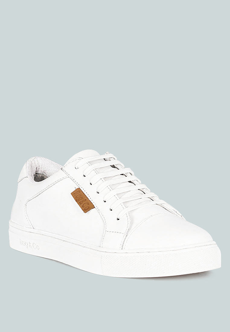 ASHFORD White Fine Leather Walking Sneakers_White
