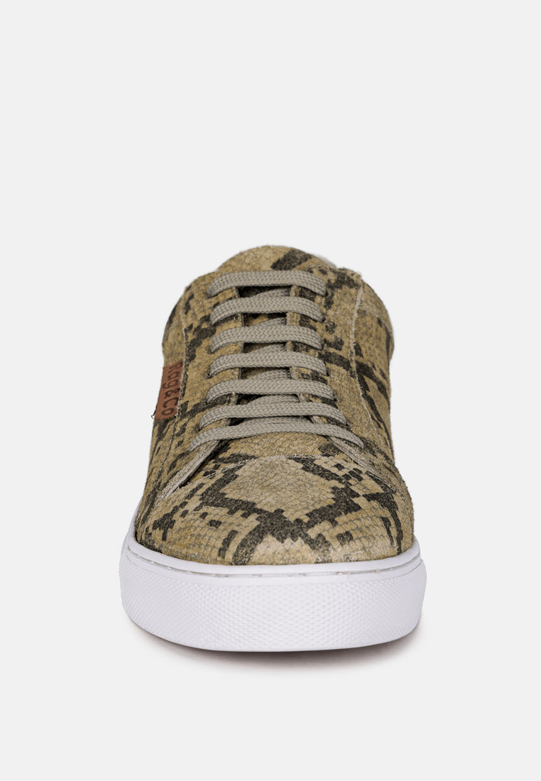 ASHFORD Snake Print Handcrafted Sneakers_Natural Snake
