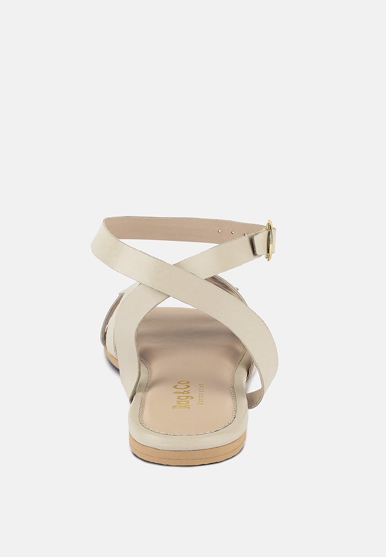 ASHTON Beige Flat Ankle Strap Sandals#color_beige