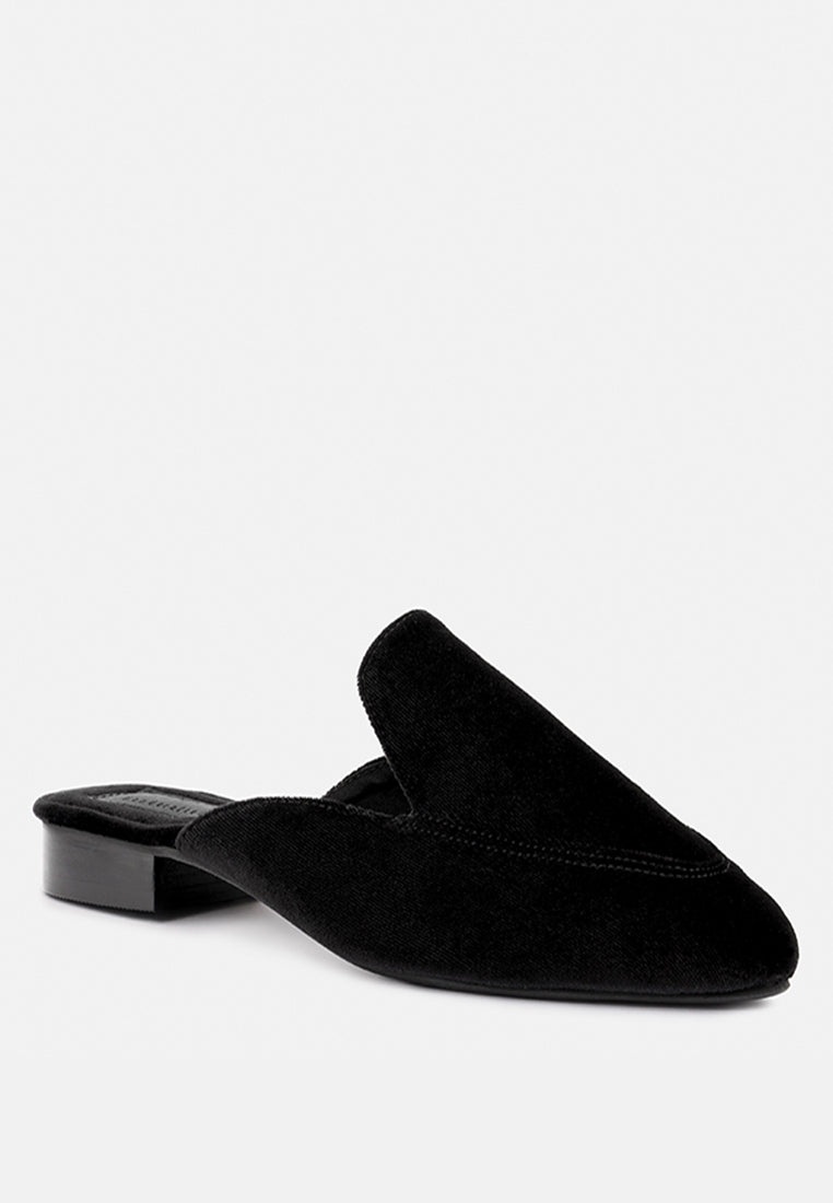 BATISTE Black Velvet Handcrafted Mules_Black