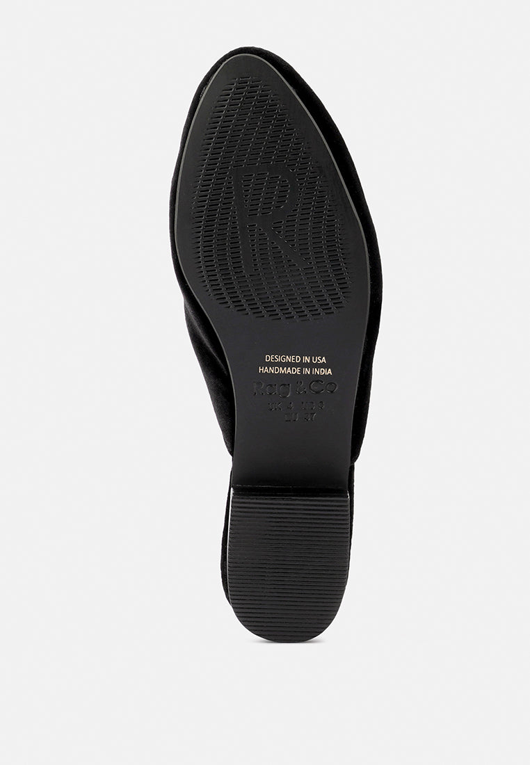 BATISTE Black Velvet Handcrafted Mules_Black