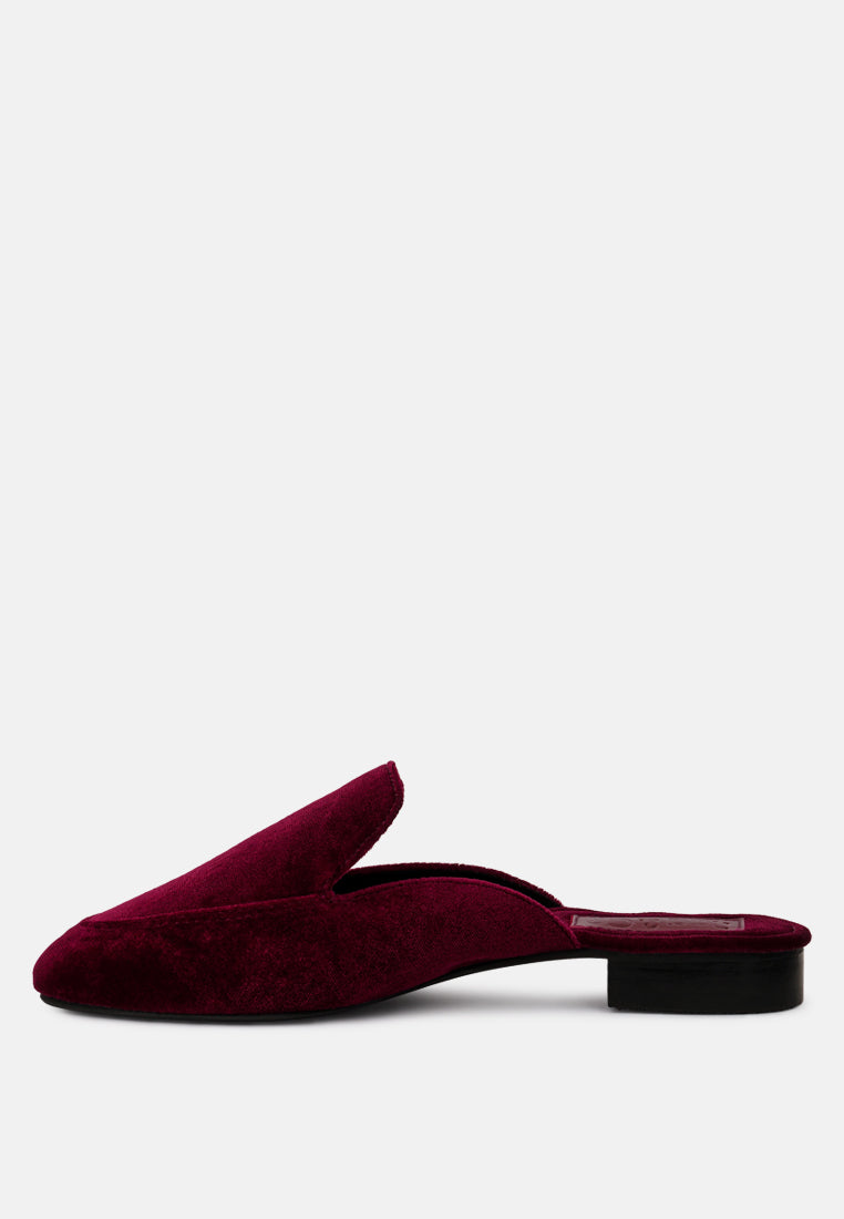 BATISTE Burgundy Velvet Handcrafted Mules_Burgundy