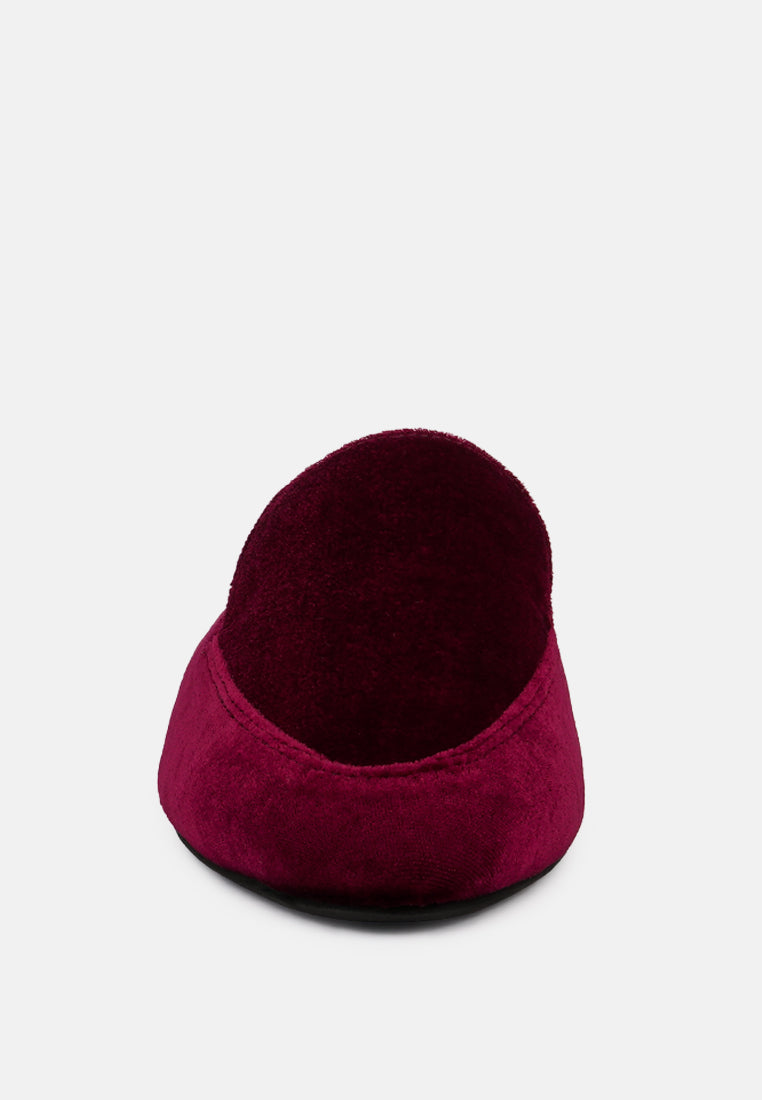 BATISTE Burgundy Velvet Handcrafted Mules_Burgundy