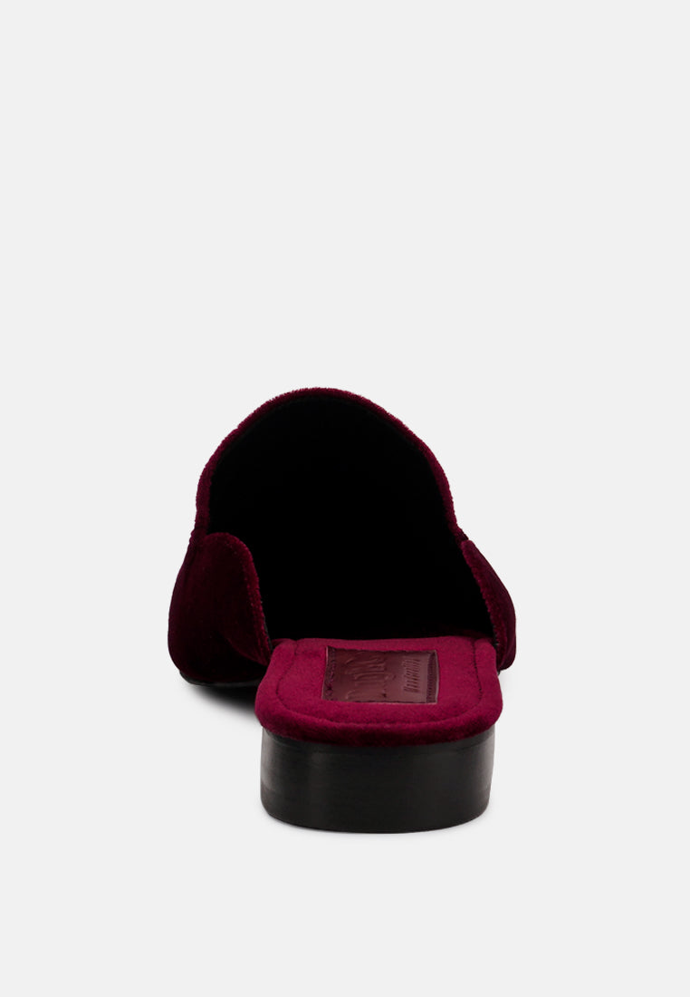 BATISTE Burgundy Velvet Handcrafted Mules_Burgundy