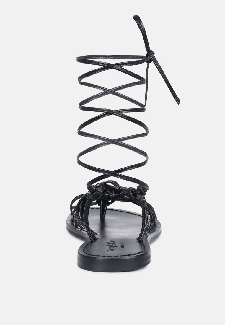 BAXEA Handcrafted Black Tie Up String Flats_Black