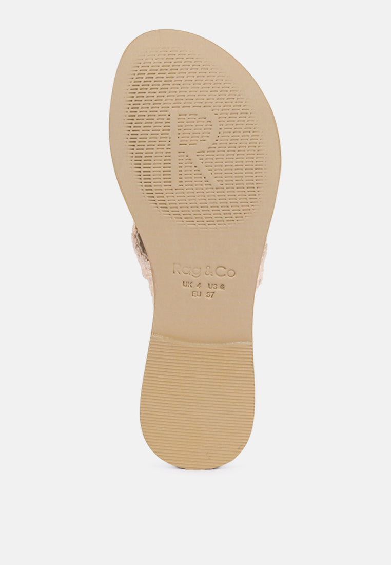 BEECH Handwoven Natural Latte Suede Tassel Thong Flats_Latte