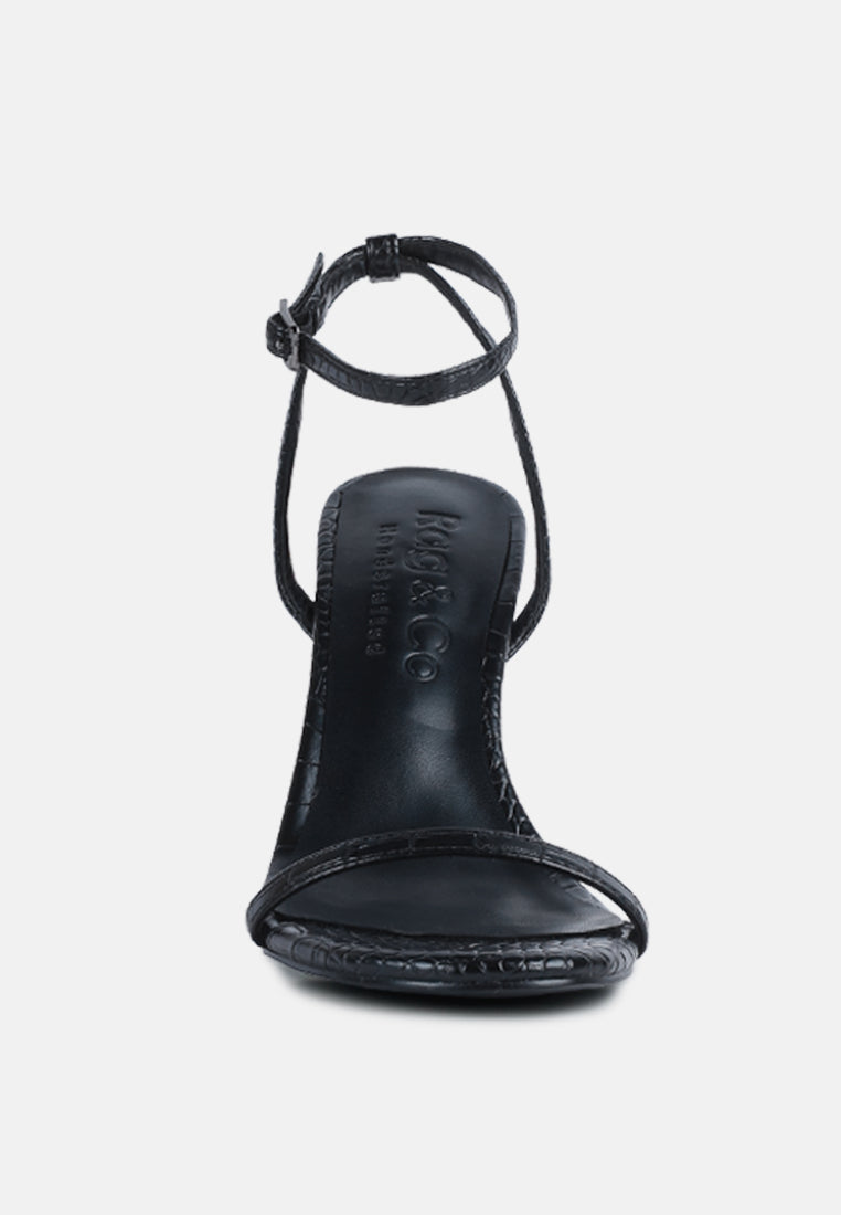 BLONDES Black Croc High Heeled Sandal-Black