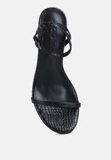 BLONDES Black Croc High Heeled Sandal-Black