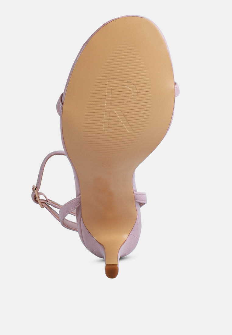 BLONDES White Croc High Heeled Sandal_off White