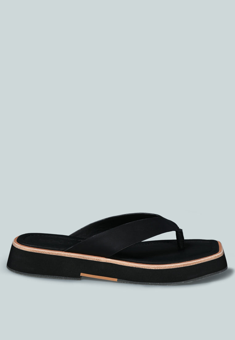 BLUNT Flat Thong Sandal in Black-Black