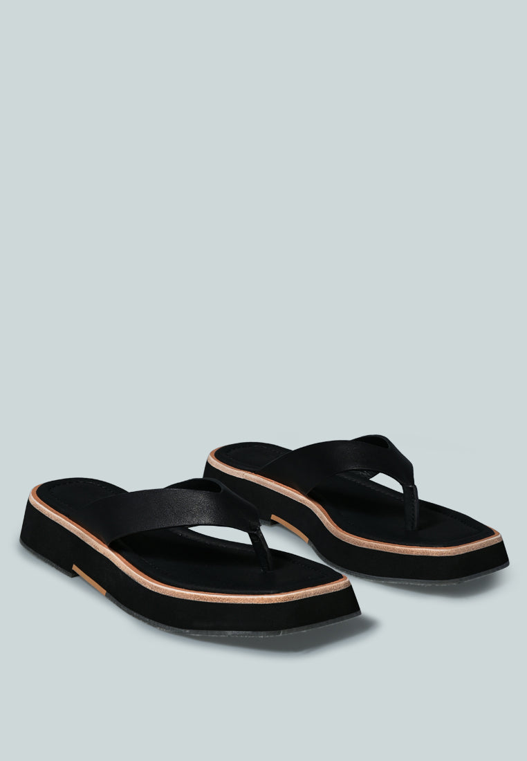 BLUNT Flat Thong Sandal in Black-Black