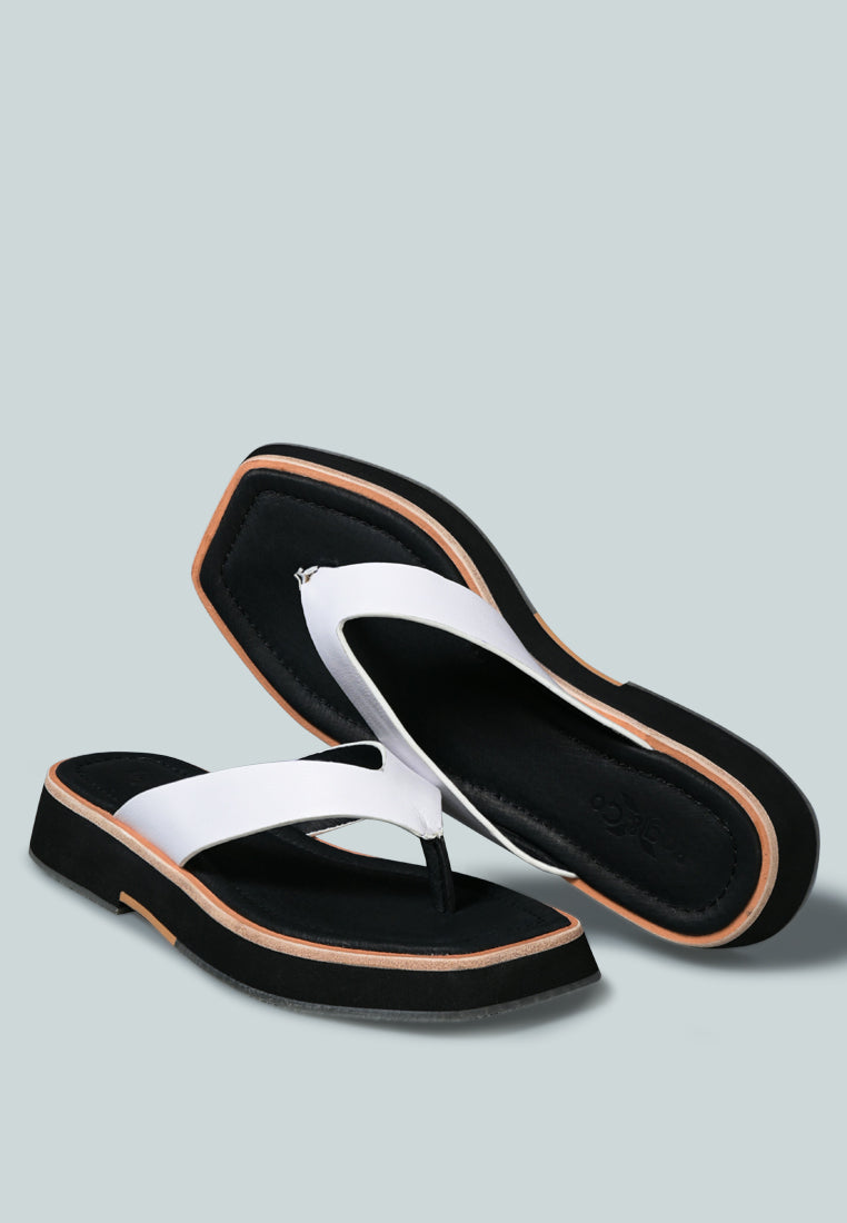BLUNT Flat Thong Sandal in White-White