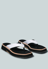 BLUNT Flat Thong Sandal in White-White