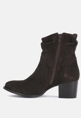 BOWIE Dark Brown Stacked Heel Leather Boots_Dark Brown