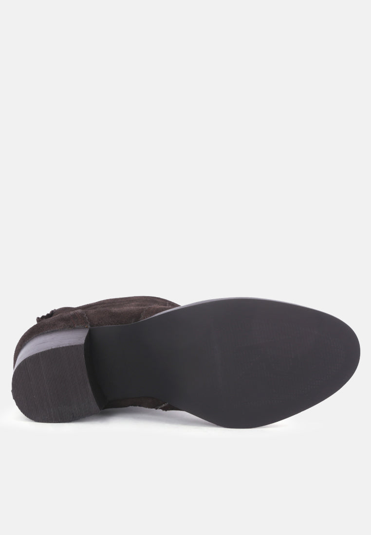 BOWIE Dark Brown Stacked Heel Leather Boots_Dark Brown