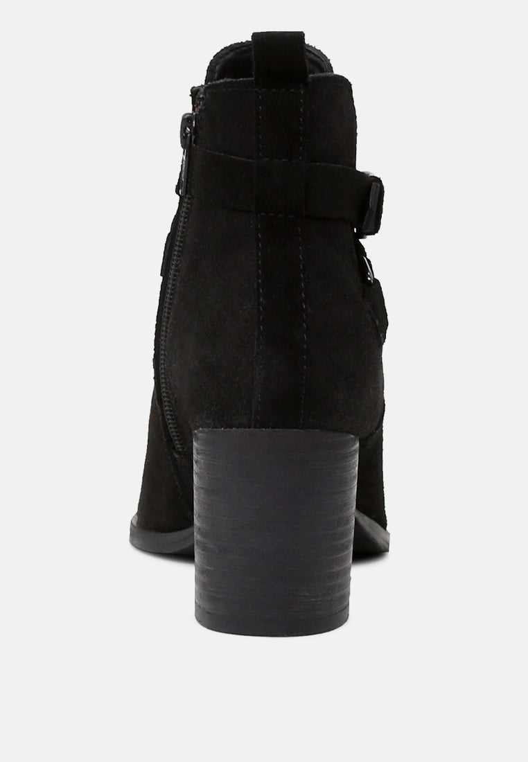 BRIA Black Peep Toe Ankle Boots-Black