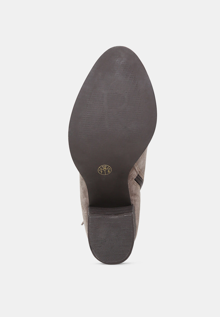 BRIA Taupe Peep Toe Ankle Boots-Taupe