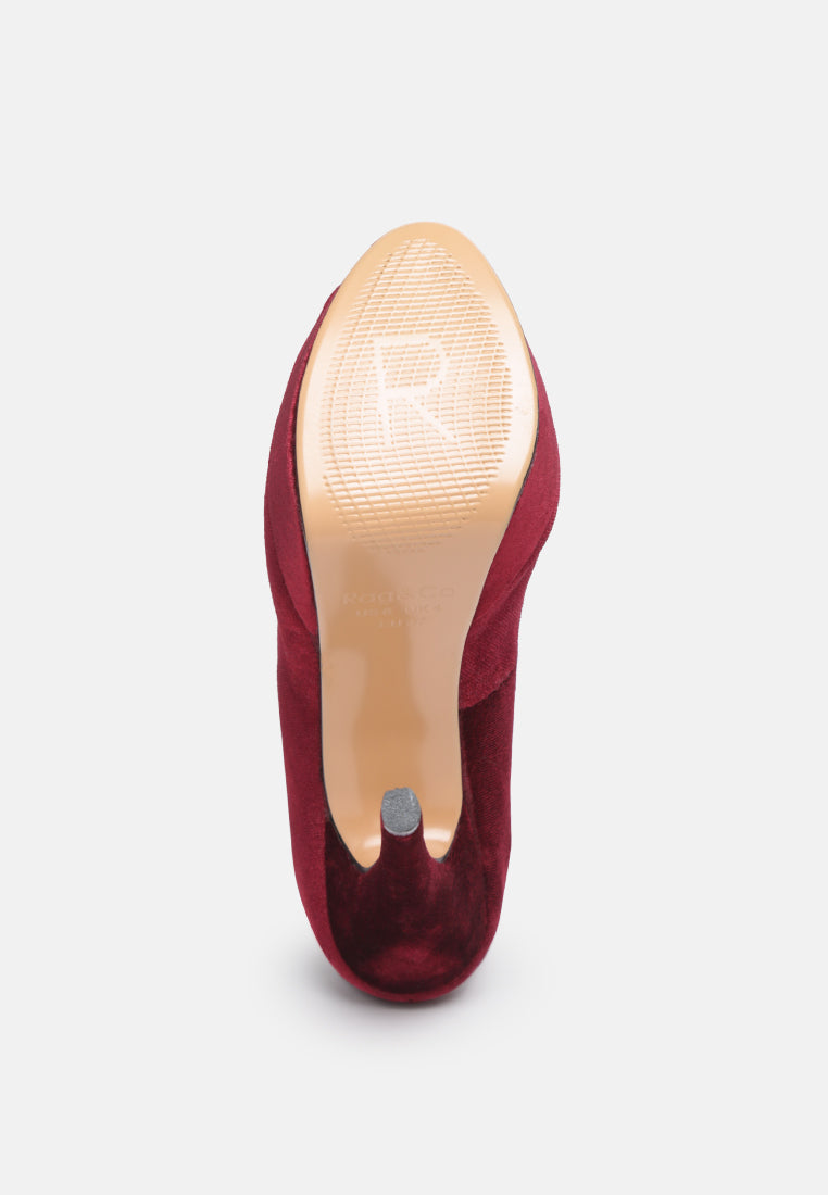 BRIELLE High Heel Peep Toe Stiletto in Burgundy-Burgundy