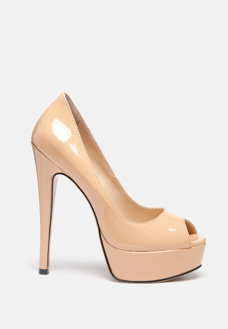 BRIELLE High Heel Peep Toe Stiletto in Latte-Latte