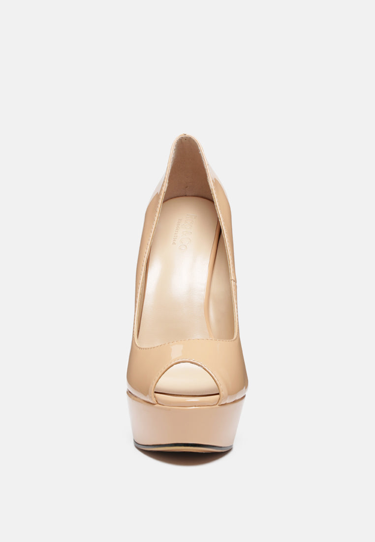 BRIELLE High Heel Peep Toe Stiletto in Latte-Latte