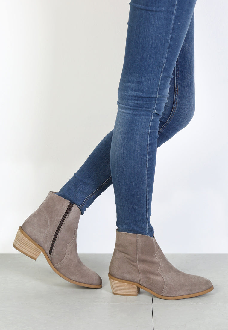 BRISA Taupe Ankle Boots-Taupe