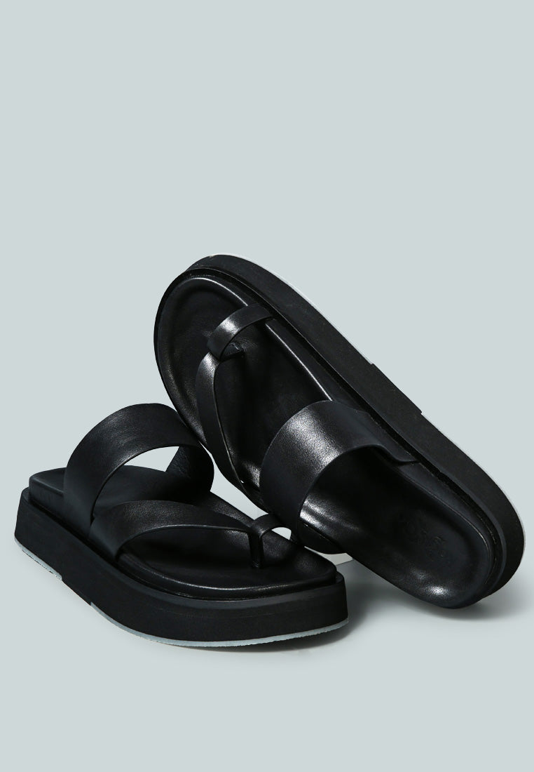 BULLOCK Slip-On Leather Sandal in Black-Black