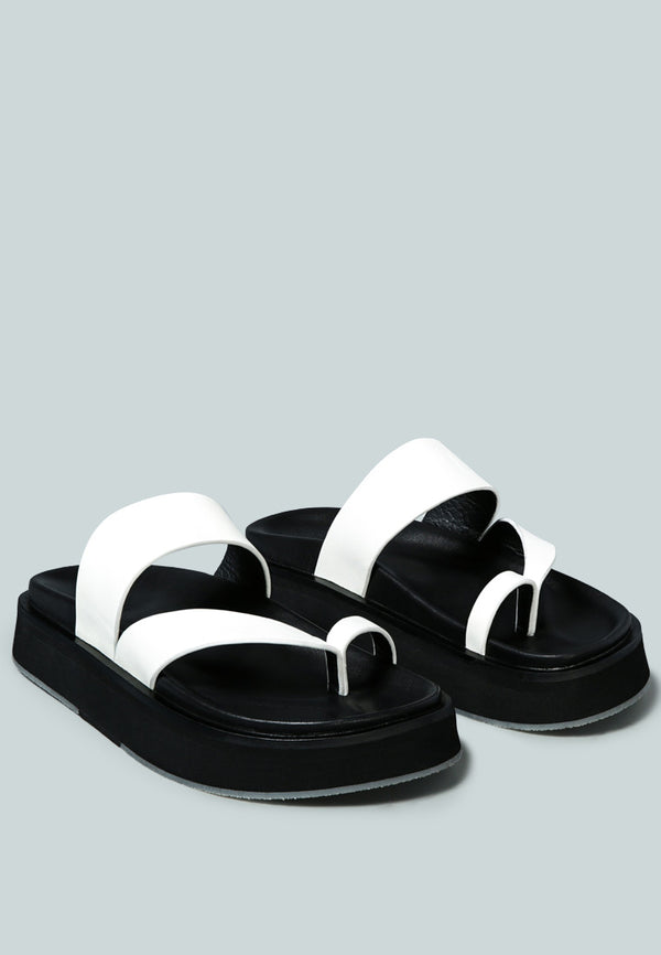 BULLOCK Slip-On Leather Sandal in White-White