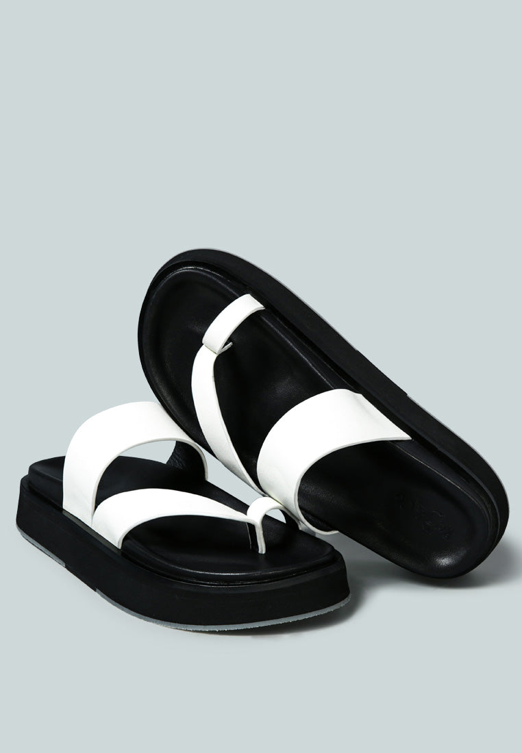 BULLOCK Slip-On Leather Sandal in White-White
