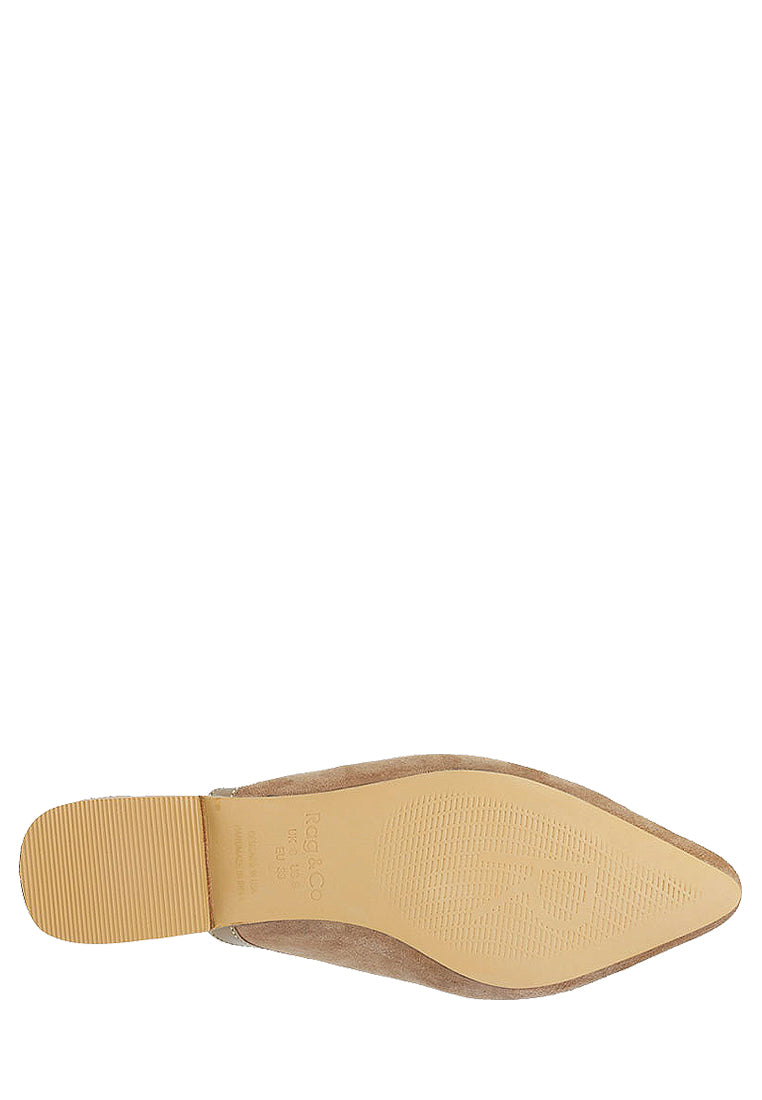 ORLA Taupe Classic Suede Walking Mules-Taupe