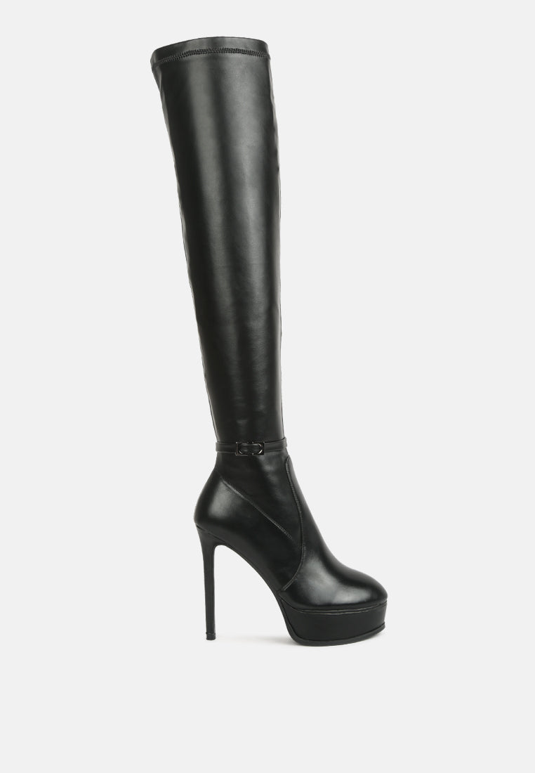 twinkles patent stiletto heeled long boots#color_black