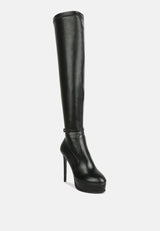 twinkles patent stiletto heeled long boots#color_black