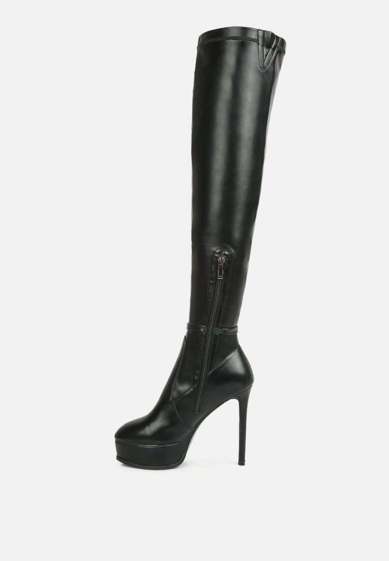 twinkles patent stiletto heeled long boots#color_black