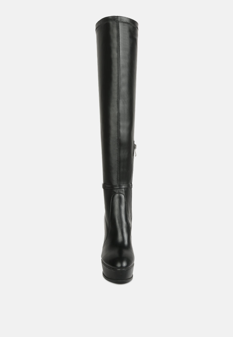 twinkles patent stiletto heeled long boots#color_black