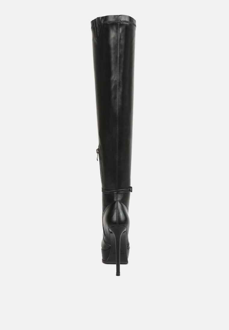 twinkles patent stiletto heeled long boots#color_black