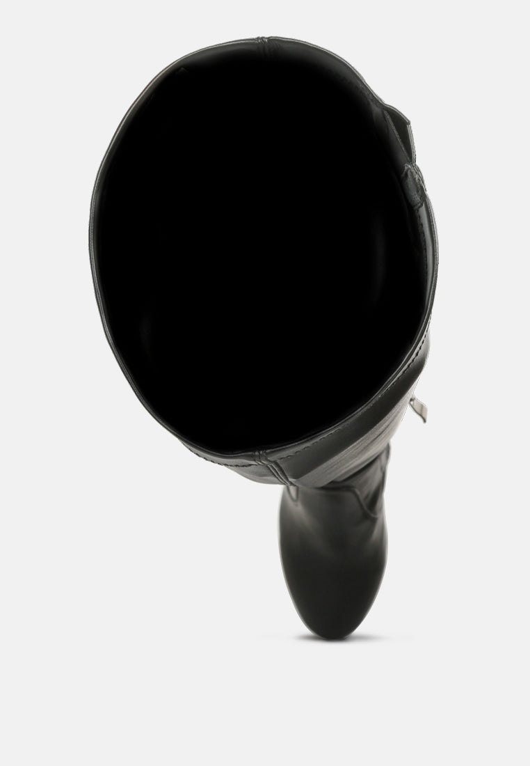 twinkles patent stiletto heeled long boots#color_black