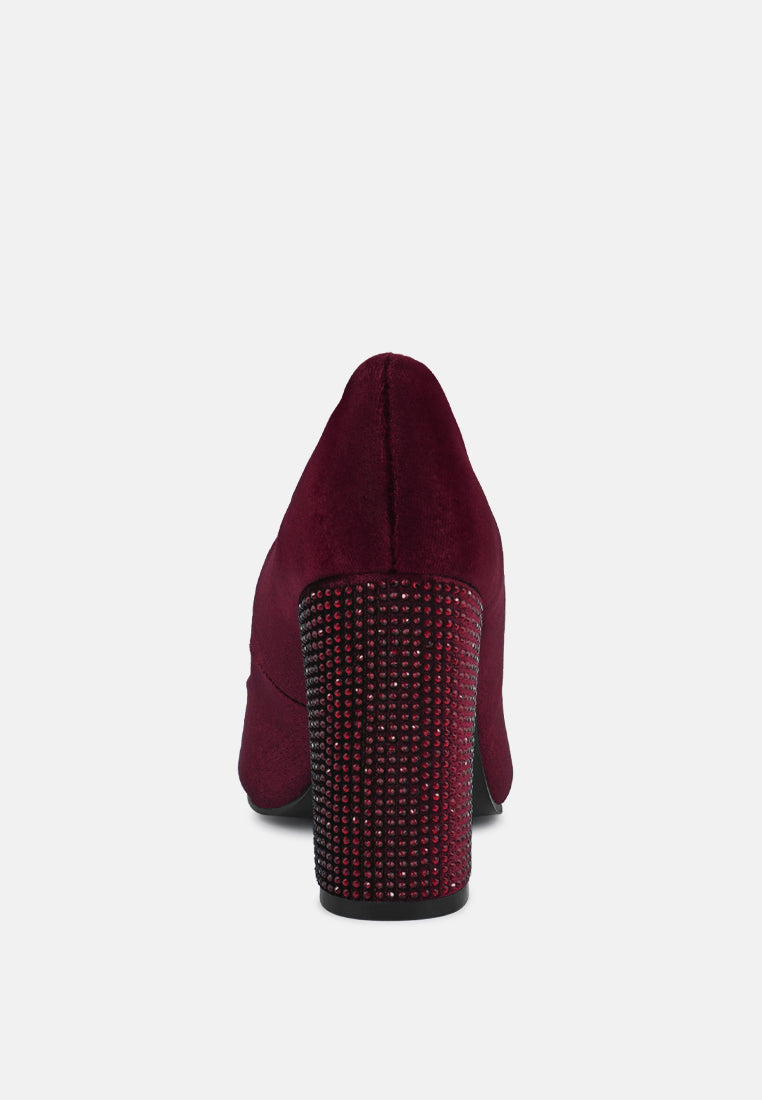 cyber girl burgundy diamante block heeled pumps#color_burgundy