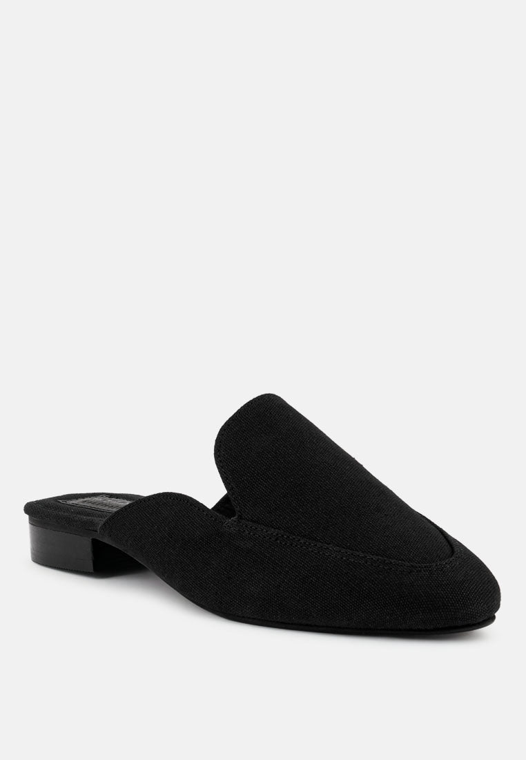 CALICO Black Organic Canvas Mules_Black