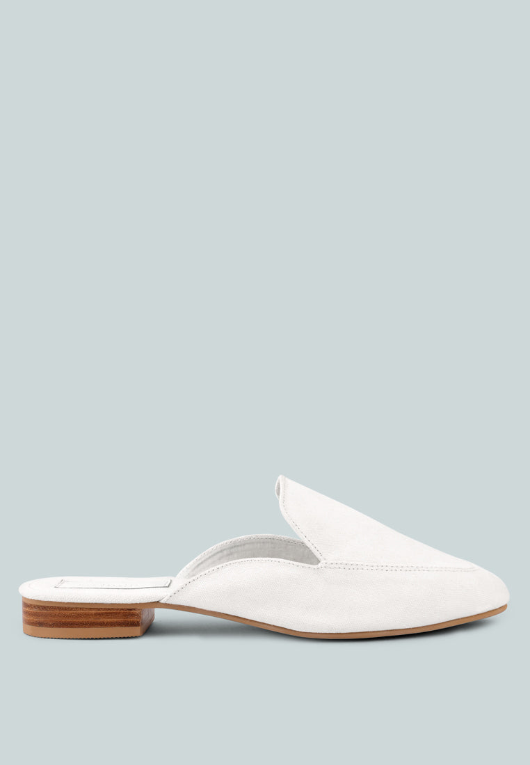 CALICO White Organic Canvas Mules_White