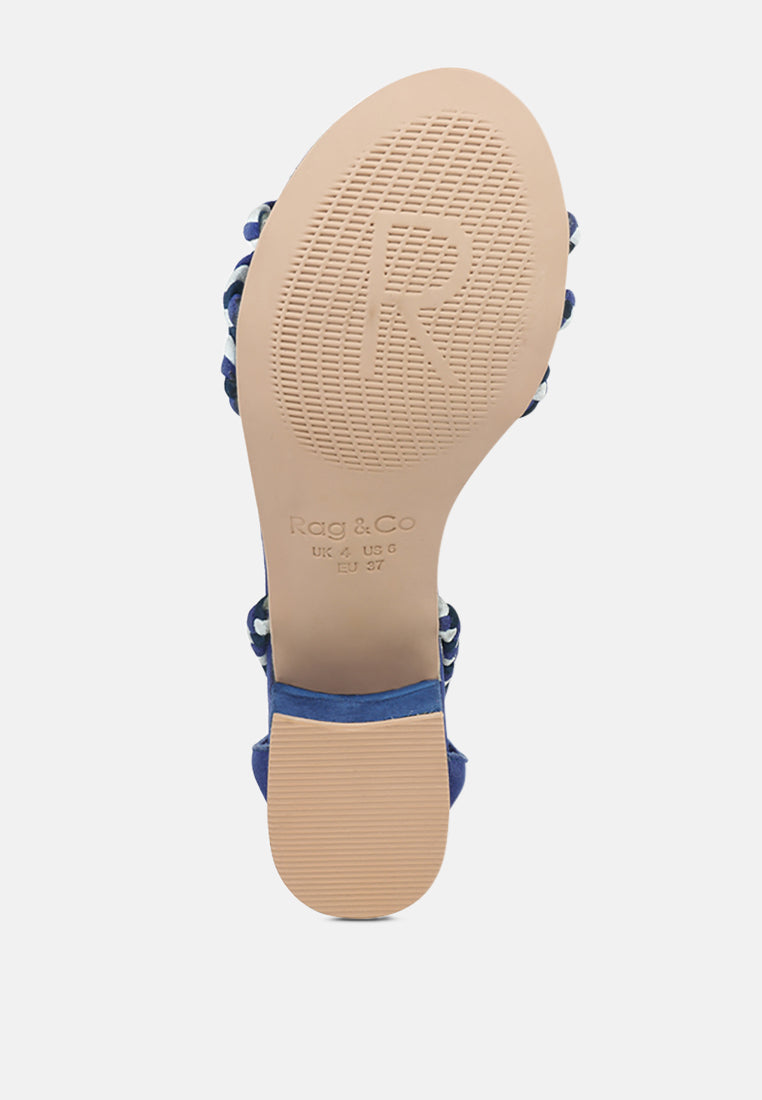 CANDANCE Blue Block Heel Sandal-Blue