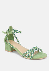 CANDANCE Green Block Heel Sandal-Green