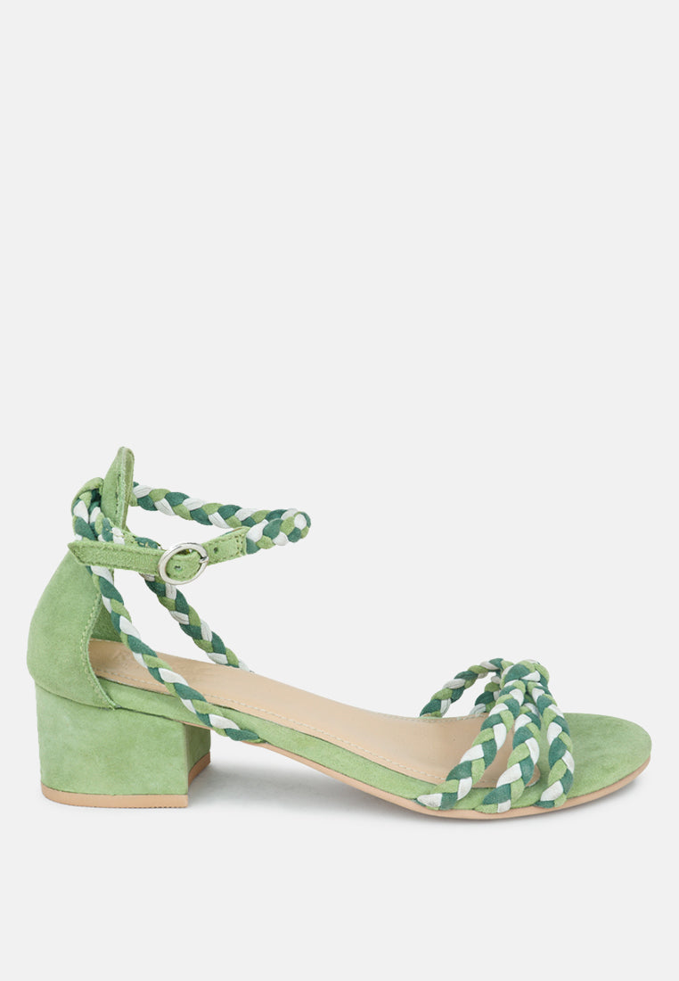 CANDANCE Green Block Heel Sandal-Green