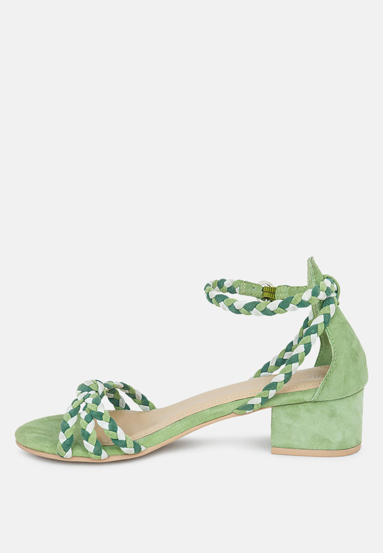CANDANCE Green Block Heel Sandal-Green