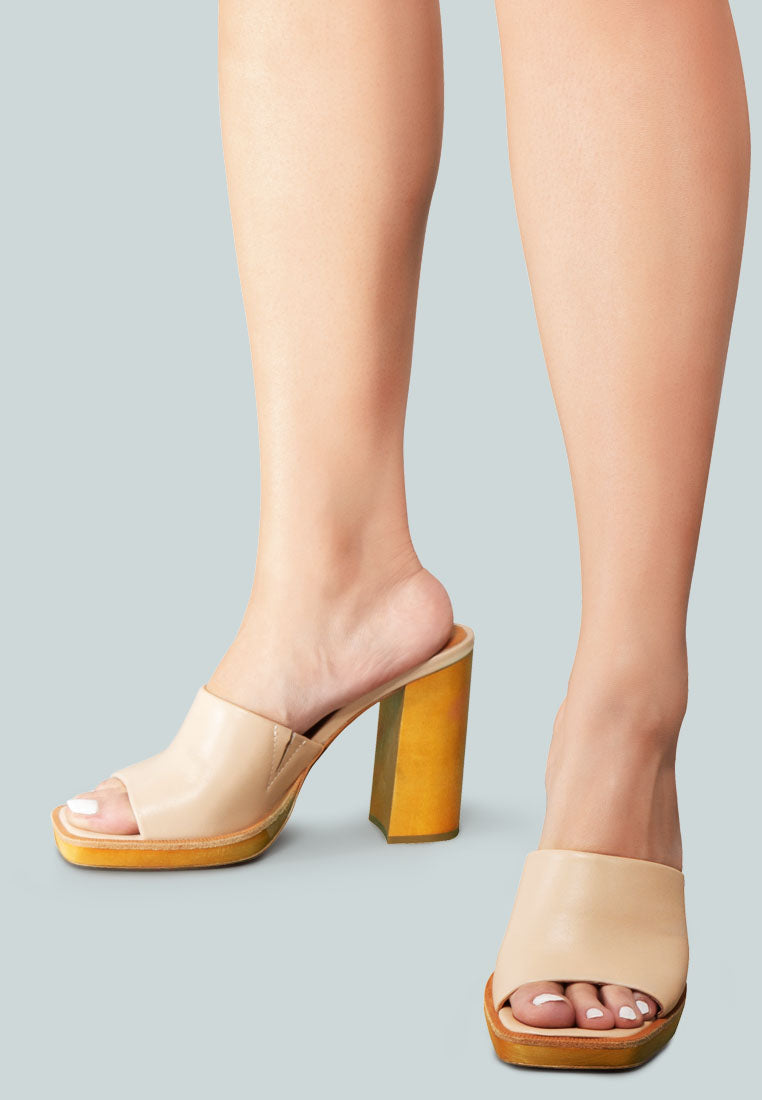 CAREY Nude Leather High Heeled Block Sandal_Nude